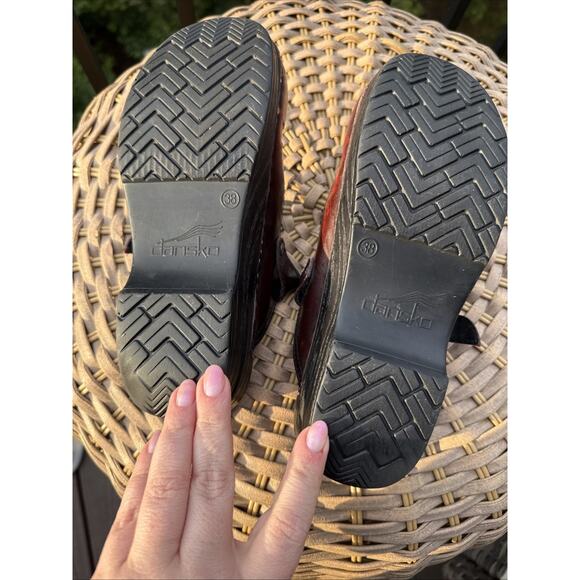 Dansko Mary Jane Mules Clogs Shoes Women's Size 38 EU 8 US Burgundy Leather - Picture 15 of 16